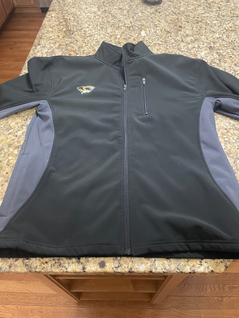 Mizzou Black and Gray Full-Zip Jacket with Yellow Accent Logo
